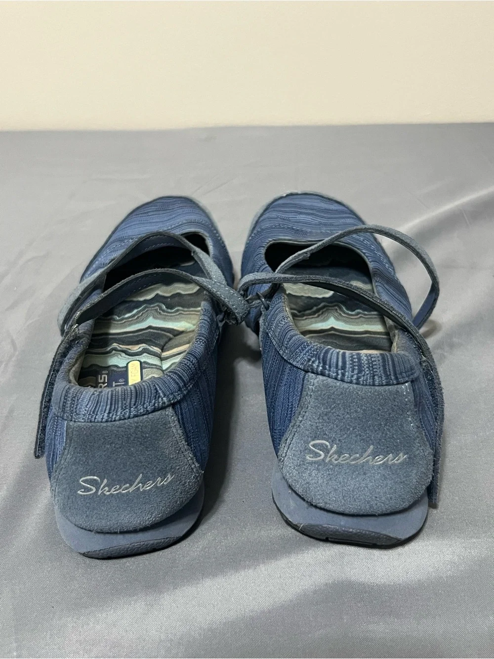 Skechers Bikers Ripples Mary Jane Shoes Women's Relaxed Fit Blue 49343 Size 9 M